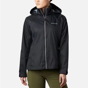 Black Columbia rain jacket.
